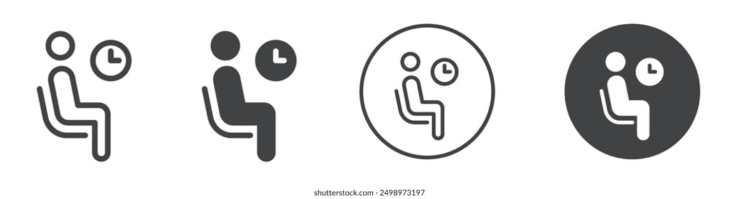 Waiting room icon Flat logo set collection