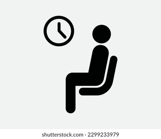 Waiting Room Icon. Man Sit on Chair Lounge Wait Area Airport Hospital Office Patience Sign Symbol Artwork Graphic Illustration Clipart Vector Cricut