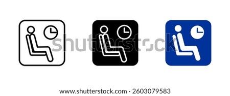 Waiting room icon. Passenger seating vector illustration. Rest and delay area symbol. Public lounge and terminal service sign for airports, stations and waiting areas.