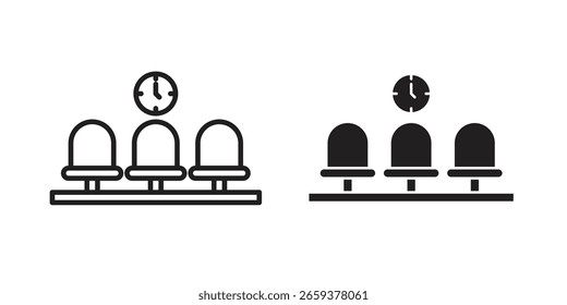 Conjunto de iconos de sala de espera, línea y estilo de glifo negro para Sitio web de App de alimentos.