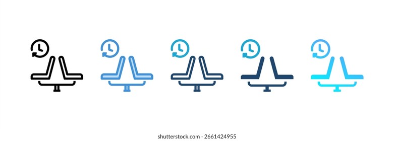 Ícone de Sala de espera definir coleção de vários estilos