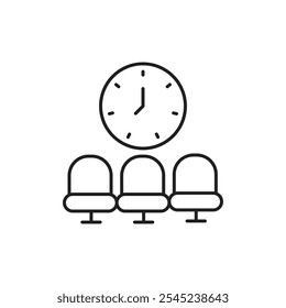 Waiting Room Icon Single Thin line vector art set