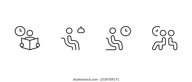 Waiting room icon, Sitting sign, medical waiting room icon collection. Thin line outline icon vector illustration. airport waiting room icon for website design and mobile, app