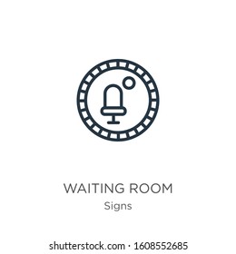Waiting room icon. Thin linear waiting room outline icon isolated on white background from signs collection. Line vector sign, symbol for web and mobile