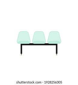 Waiting room icon. Three turquoise empty chairs. Vector illustration, flat design