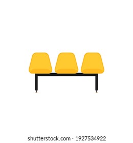 Waiting room icon. Three yellow empty chairs. Vector illustration, flat design