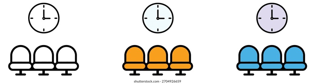 Symbol für Wartezimmer, Vektor. Zeitüberschreitung und leeres Sitzplatzsymbol. Vektorgrafik.