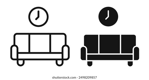 Colección de Vector iconicon de sala de espera en estilo delineado y sólido