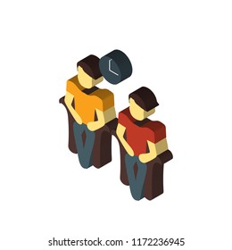 Waiting room isometric left top view 3D icon