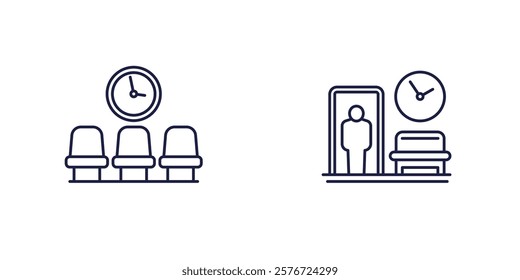 Waiting room line icons on white