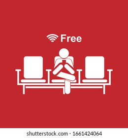 Waiting Room One Man Free Wifi Red Background