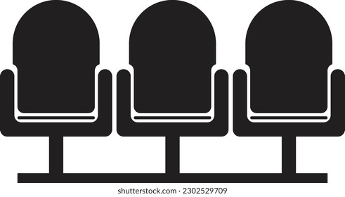 waiting room triple seat vector icon 