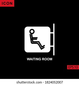 waiting room vector icon on black background. Illustration flat or glyph icon for graphic, print media interfaces and web design.