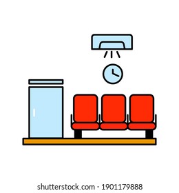Waiting room vector line icon, linear concept, outline sign, symbol on white background color editable