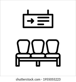 Wartezimmer, Vektorsymbol, lineares Konzept, Umrisszeichen, Symbol auf weißem Hintergrund