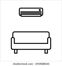 Waiting room vector line icon, linear concept, outline sign, symbol on white background