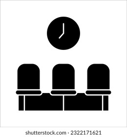 Wartezimmer Vektorsymbol, lineares Konzept, Umrisszeichen, Symbol auf weißem Hintergrund.