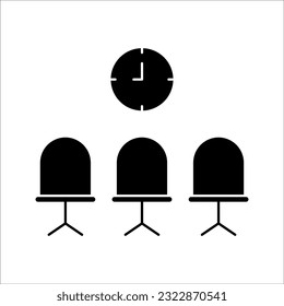Wartezimmer Vektorsymbol, lineares Konzept, Umrisszeichen, Symbol auf weißem Hintergrund.