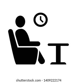 Icono de la señal de espera, espera y sentada