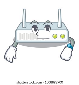 Waiting router placed on wooden cartoon table