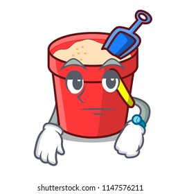 Waiting sand bucket mascot cartoon