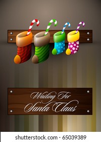 Waiting For Santa Claus | Christmas Family Concept | Vector Card