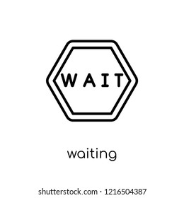 Waiting sign icon. Trendy modern flat linear vector Waiting sign icon on white background from thin line traffic sign collection, editable outline stroke vector illustration