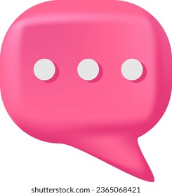  Waiting sign on pink speech bubbles. Vector 3d render speech bubble. Question and answer bubble in pink colors. Support chat 3d banner. Information tag shape. Quiz answer label.