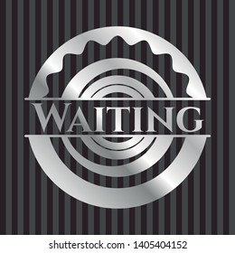 Waiting silver shiny emblem]. Vector Illustration. Mosaic.