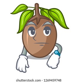 Waiting slice sapodilla fruit on shape cartoon