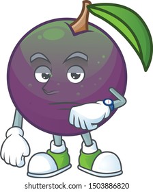 Waiting star apple character in cartoon mascot