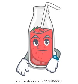 Waiting strawberry smoothie mascot cartoon