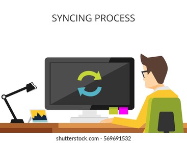 Waiting syncing process concept illustration