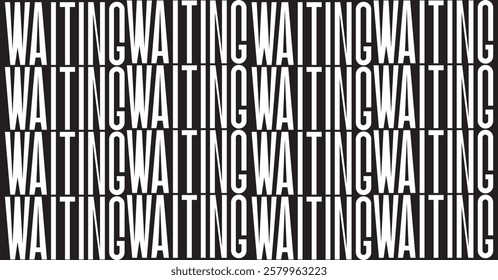 Waiting Text Patterns On Black Background.