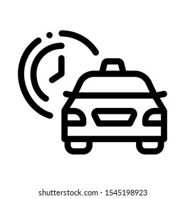 Waiting Time Online Taxi Icon Vector Thin Line. Contour Illustration
