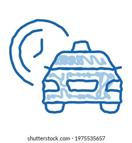 Waiting Time Online Taxi sketch icon vector. Hand drawn blue doodle line art sign. isolated symbol illustration