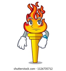 Waiting torch mascot cartoon style