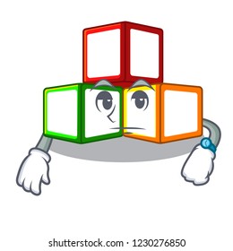 Waiting toy blocks on cube boxes mascot
