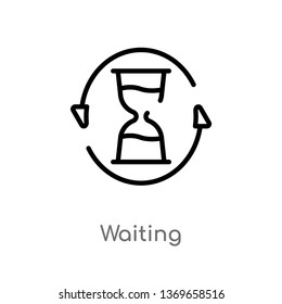 waiting vector line icon. Simple element illustration. waiting outline icon from user interface concept. Can be used for web and mobile