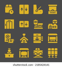 waiting web icons. Wait time and Elevator, Ticket office and Airport symbol, vector signs