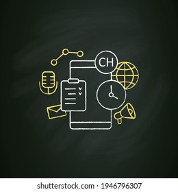 Waitlist chalk icon. Users waiting room. Waiting before entering room. Communication concept. Isolated vector illustration on chalkboard