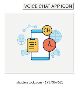 Waitlist color icon. Users waiting room. Waiting before entering room. Communication concept. Isolated vector illustration