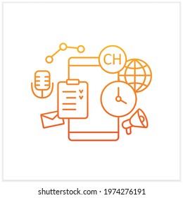 Waitlist gradient icon. Users waiting room. Waiting before entering room. Communication concept. Isolated vector illustration.Suitable to banners, mobile apps and presentation