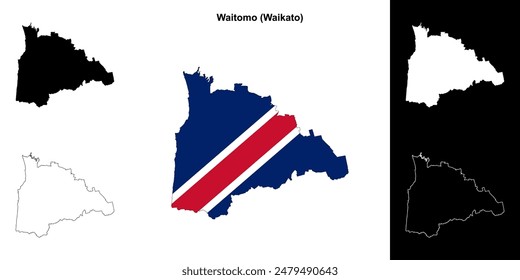 Waitomo blank outline map set