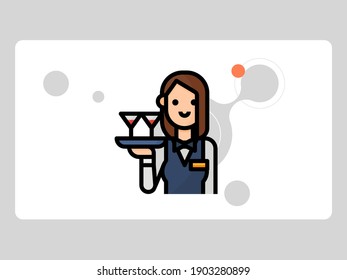 waitress avatar on white background