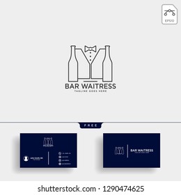 waitress bar, or waiter creative logo template vector illustration