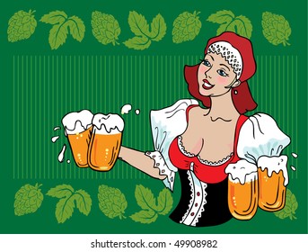 waitress with beer on tap