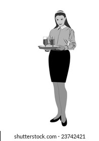 waitress  carrying platter