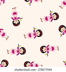 waitress, cartoon seamless pattern background