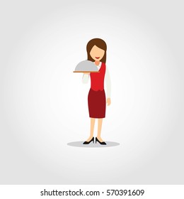 Waitress Character Design Vector